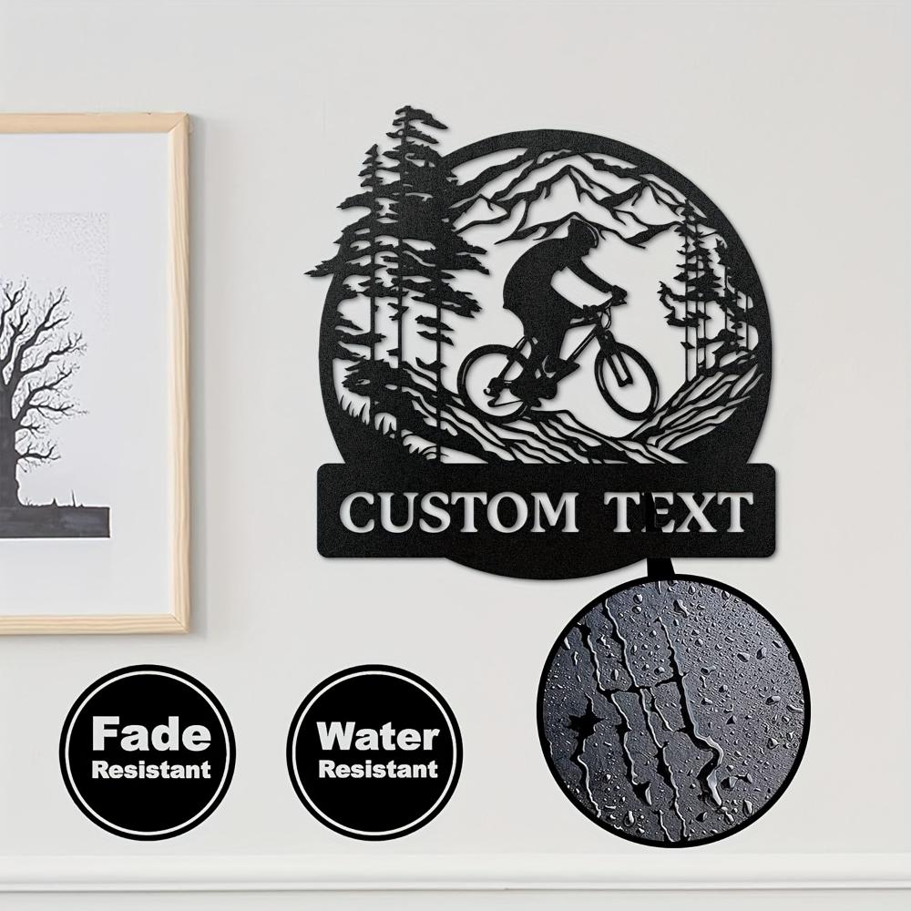 Custom Metal Sign Mountain Bike Silhouette Outdoor Home Kitchen Wall Decor Holiday Gift