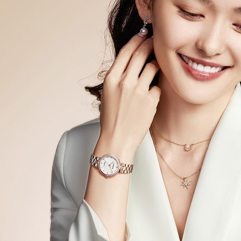 RARONE Quartz Movement Stainless Steel Watchband Watch Women's Watch Mother of Pearl Color Watch Dial 8601098050502