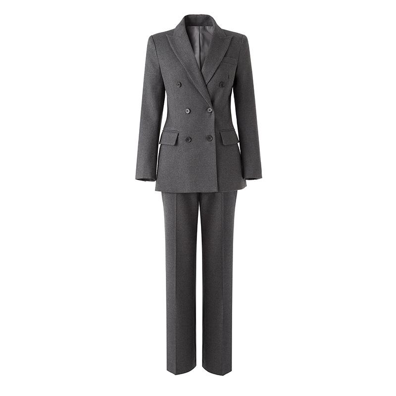 

Women s Slim-Fit Dark Gray Wool Suit Set - New Spring/Autumn 2026 Business Formal Wear Medium темно-серого