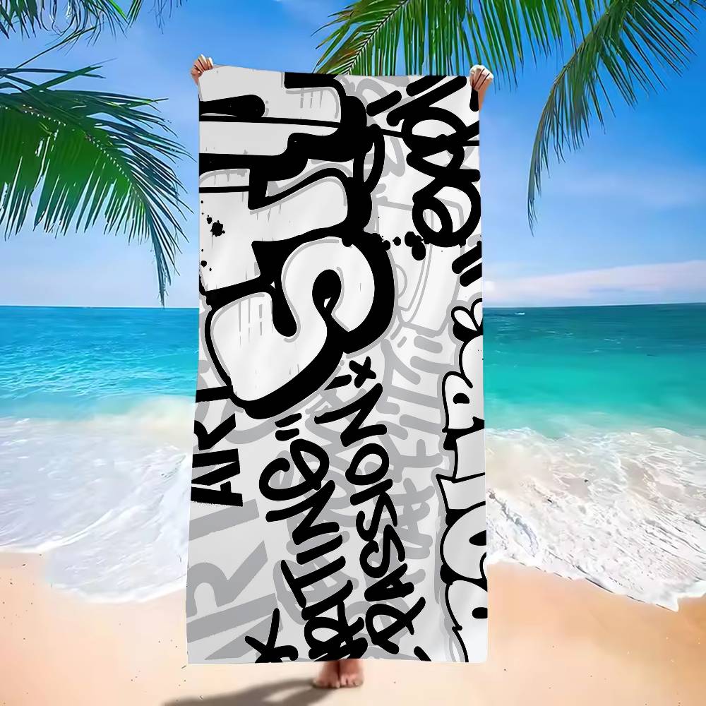 Alphabet Graffiti Muster Strandtuch für Kinder Badetuch Handtuch für den Pool Urlaubsgeschenk Picknicktuch Partygeschenk