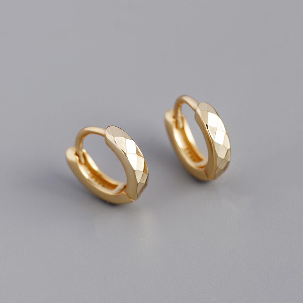 Fashion 925 Silver Plain Simple Round Rhombus Hoop Earrings Jewelry 18K Gold Plated Sterling Silver Hoop Earrings for Women
