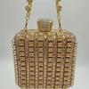 Handmade Diamond Encrusted Square Clutch Evening Bag Small Size Portable Sparkling Polyester Fiber Dinner Bag for Women