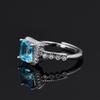 Blue Sugar Cube Women's Adjustable Open Ring - Four-Claw Inlaid Design, Fashion Light Luxury
