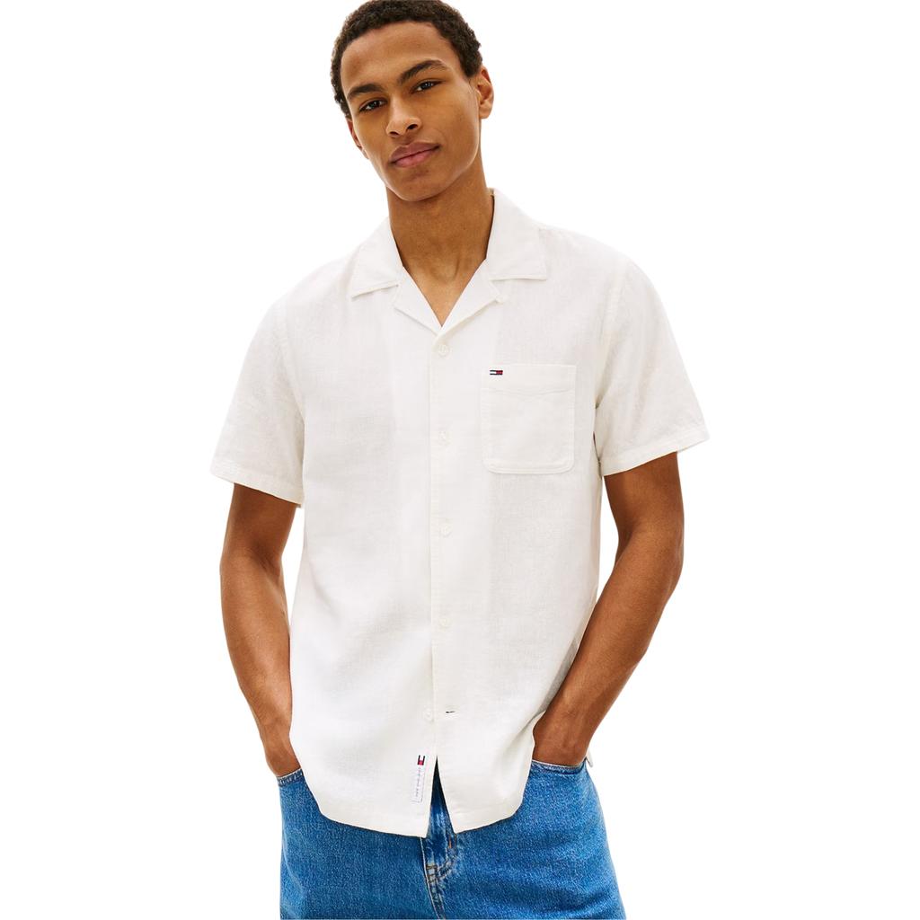 Tommy Jeans Mens Linen Short-Sleeved Shirt