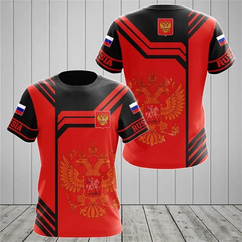 Flag Sports Style 3D Digital Printing Men's Fashionable Round Neck Short Sleeved T-shirt