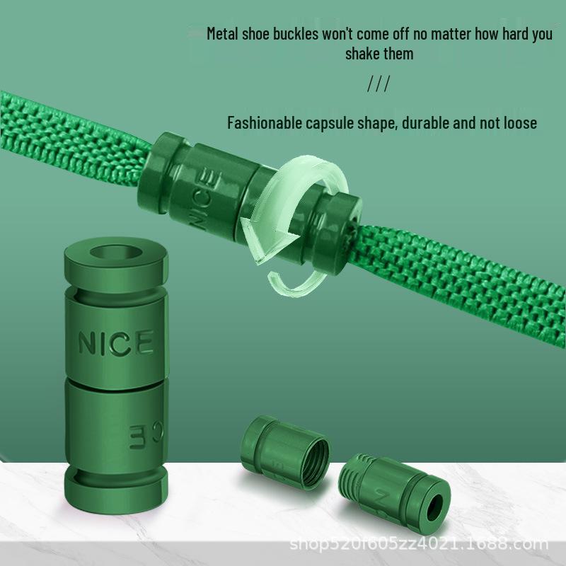 Green No-Tie Elastic Shoelace Buckle - Easy Fit for Men, Women & Children