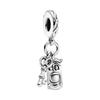  Charm Beads Silver Bracelet Necklace DIY Jewelry Women Gift Snake Dangle Beads