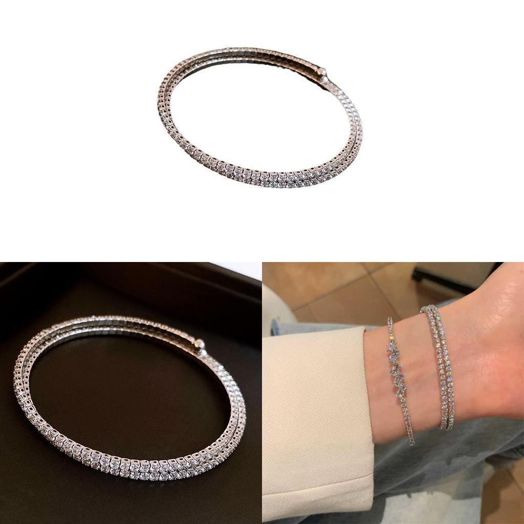 Adjustable Zircon Stone Bangle Bracelet With Geometric Design For Women Fashion Accessories