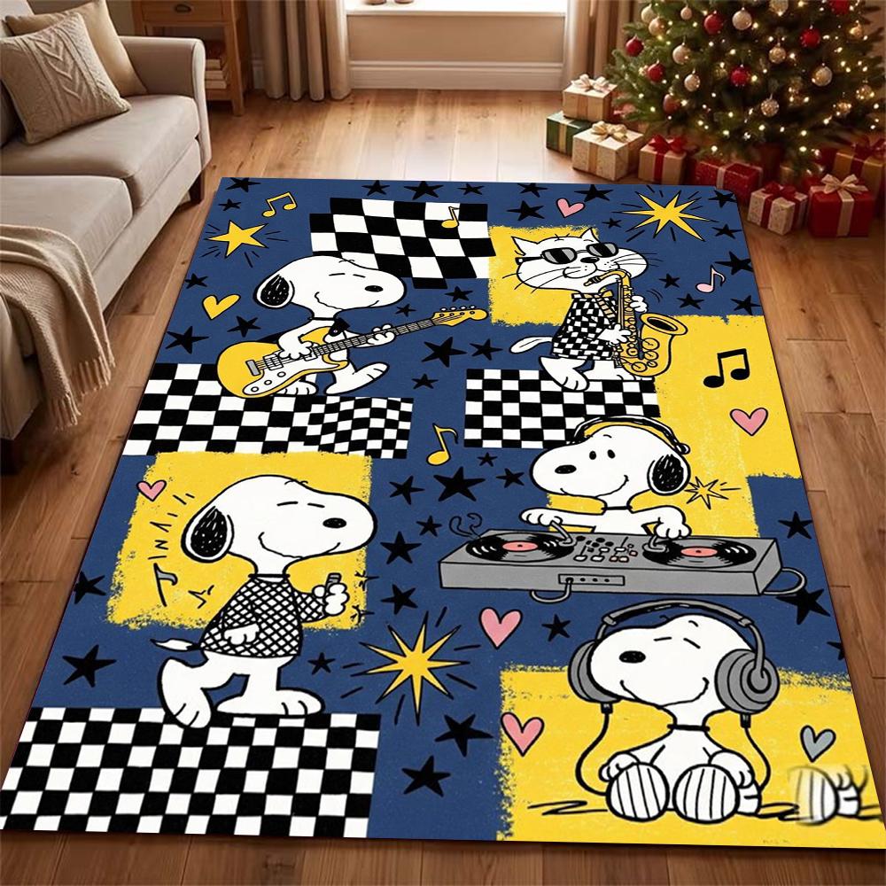Snoopy Sweet Love Ride Rectangular Rug Nonslip Easyclean Carpet For Kids Bedroom Play Area Home Decor Great Holiday Gift