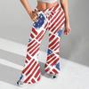 Women's Fashion Loose Drawstring Tight Waist Independence Day Printed Casual Sports Pants Casual Flared Pants