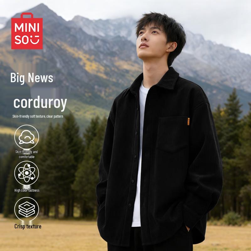 MINISO Men s Corduroy Long Sleeve Shirt XL