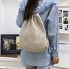 New simple woven mesh pocket drawstring backpack ins wind knitted tote bag cross-border small fresh