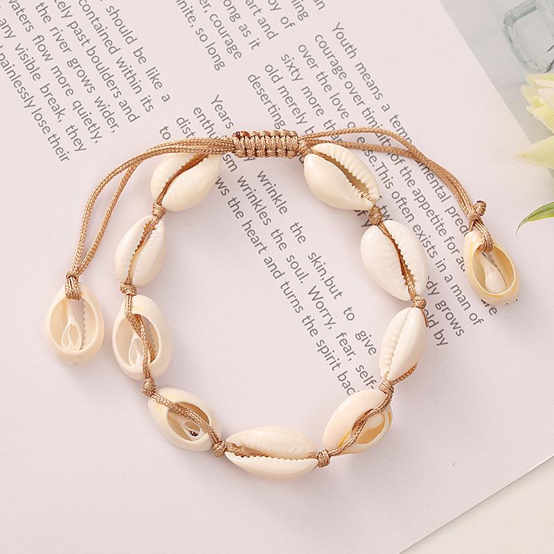 Bohemian Cowrie Shell Surfer Bracelet for Women Handmade Woven Rope Adjustable Macrame Hand Chain Summer Beach Jewelry