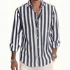 Autumn Winter New Men Clothes Long Sleeve Casual Stripe Shirt 100% Polyester