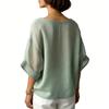 Women's Solided Color Comfortable Casual Round Neck Shoulder Loose Slim Shirt Top