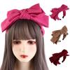 Sweet Corduroy Bowtie Headband Wide Solid Color Bowtie Hair Hoop Large Hair Band Wash Face Hairband Makeup