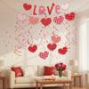 Heart Love Spiral Swirl Hanging Garland Heart Design Spiral Pull Flag for Home Hanging Valentine Day Decor