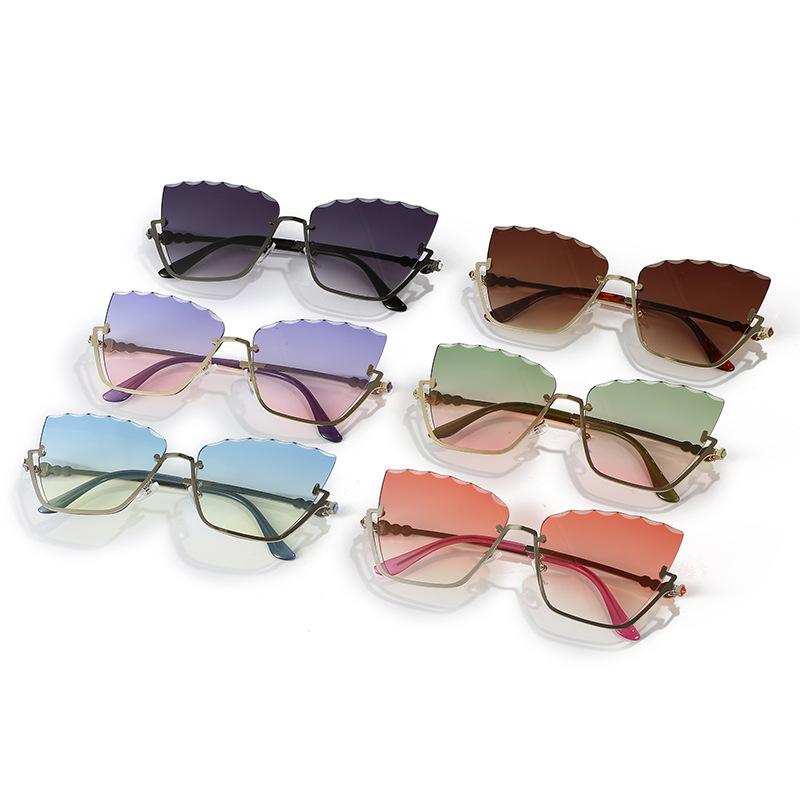 Cat'S Eye Sunglasses, Trendy Half-Frame Metal Trimmed Glasses, Personalized Diamond-Encrusted Sunglasses For Women
