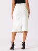 Allegra K High-Waisted Stretch Midi Denim Skirt, Y2K Casual, Women's, Cream White, Size L