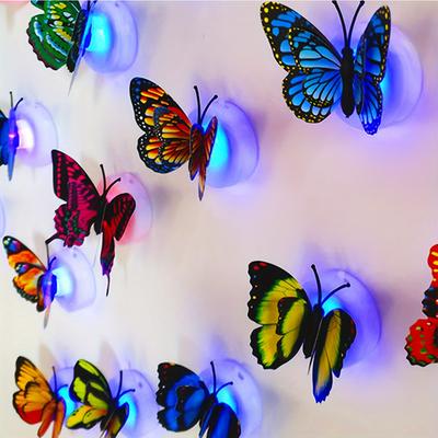 10pcs Glow In the Dark Butterfly Night Lights Colorful Plastic Wall Mounted Decorative Lights with Switch Control,Battery Powered for Bedroom,Wedding