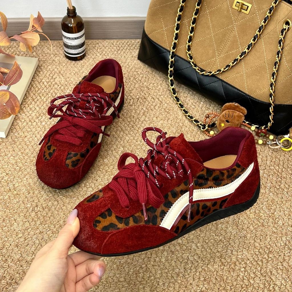 The Inner Height Is Increased by 4cm~ Leopard Print Versatile Retro Forrest Gump Training Shoes Women's Autumn and Winter 2025 New Sports Shoes Ra