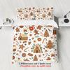 Christmas Cottage Gingerbread Man Brown Print Quilt Cover with Pillowcases, Skin-friendly, Warm, Soft Breathable Bedding Set
