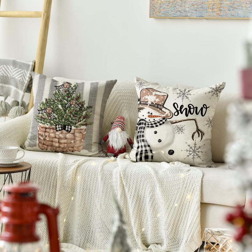 New Christmas Tree Printed Pillowcase Home Cushion Cover Christmas Decoration Sofa Pillowcase