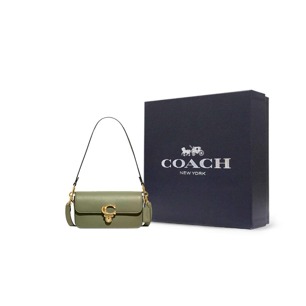 Coach Studio 20 Gold Label Klappenverschluss Kartenfach Handschuhgegerbtes Leder Handtasche Umhängetasche Klein Damen Taschen Messing Moos CE331-B4MX