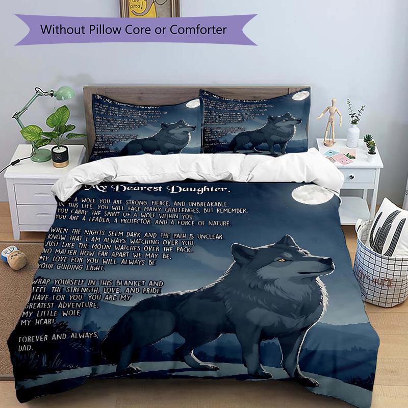 

3pcs Wolf s Guide Bedding Set, Includes Quilt Cover and Pillowcases, Suitable for All Seasons 135x200cm