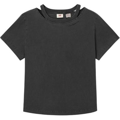 Levis Einfarbig Locker Geschnitten Rundhalsausschnitt Kurzarm T-Shirt Damen Tops Anthrazitgrau 0018G-0000