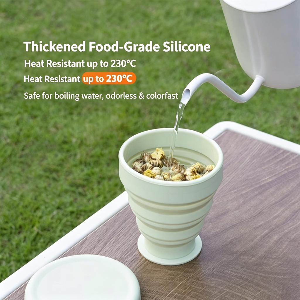 Ins Style Collapsible Silicone Water Cup, Portable Foldable Travel Mug for Camping & Washing