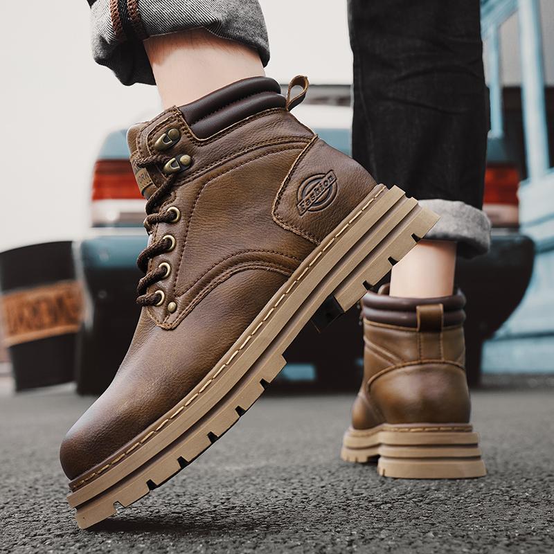 Móda Vysoce kvalitní kožené pánské boty Nový přírůstek Pánské vysoké tenisky Pohodlné šněrovací nízké tenisky Stylové pánské kotníkové boty