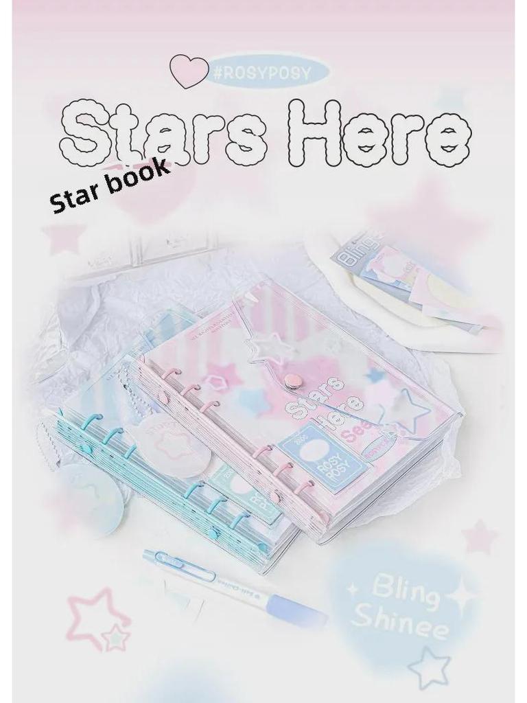 RosyPosy Shinee Star Loose-Leaf Notebook: Soft Design, PVC Cover, Color Pages.