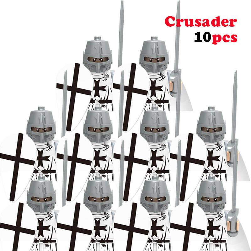 10 st MOC Medeltida Slott Riddare Rom Soldater Byggklossar Militär Forntida Egypten Mumiefigurer Krigare Vakt Vapen Kloss