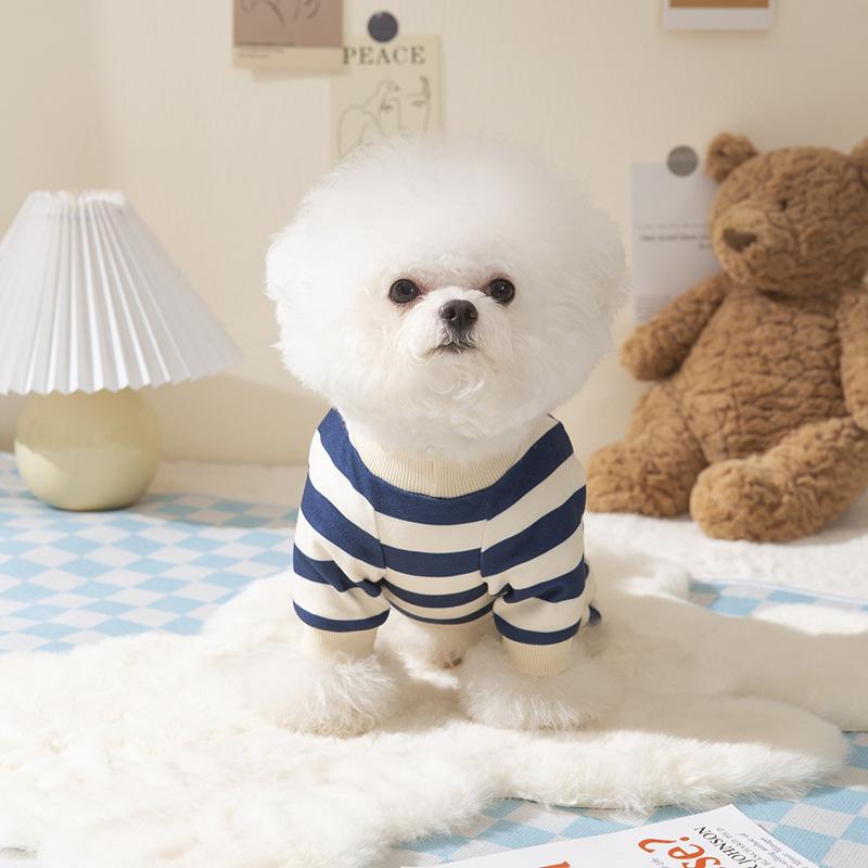 New Dog Three-dimensional Cute Bear Striped Four-legged Home Clothes Cat Home Pet Four-legged Air Conditioning Clothes