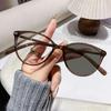 Vintage Oversized Cat-Eye Photochromic Myopia Glasses Fashionable Premium Outdoor Turn Grey Minus Diopter Eyeglasses 0 To -4.0