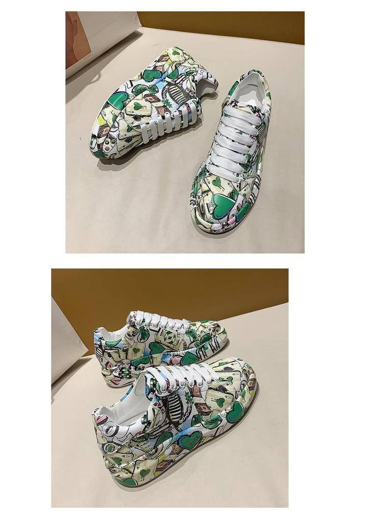 Women's Trendy 2024 Summer Autumn Graffiti Print Dad Shoes - Colorful, Large Size Casual Sneakers