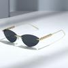 Cat-eye Sunglasses, Metal Frameless Design, Unisex, Suitable for Outdoor Wear and Fashion Shows, with Rivet Detailing On the Arms