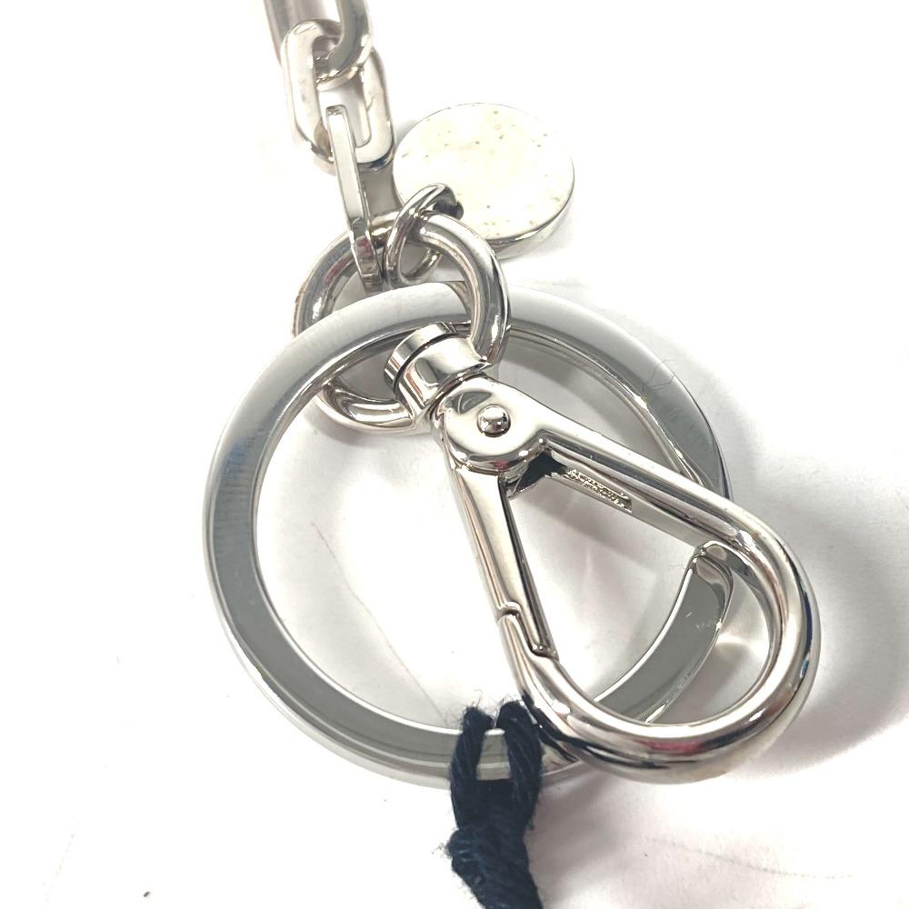 MIUMIU Rhinestone heart Bag Charm Key Holder Metal Silver