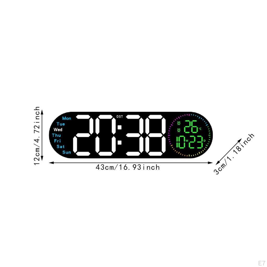 Digital Wall Clock Home Decor with Remote Control for Classroom Bedroom