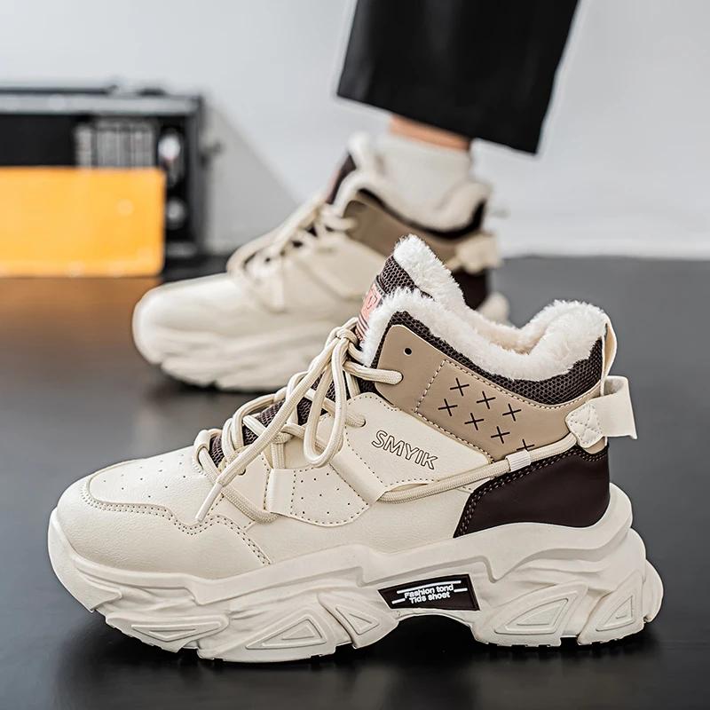 Men Boots 2024 New Winter Slippers Warm Men Shoes Waterproof Non-Slip Plush Sneakers Male Tenis Shoes Boots Men Sneakers Winter