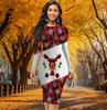 Long Sleeve Waist Tight Office Slim Fit Cartoon Animals Printing Elegant Bodycon Dress