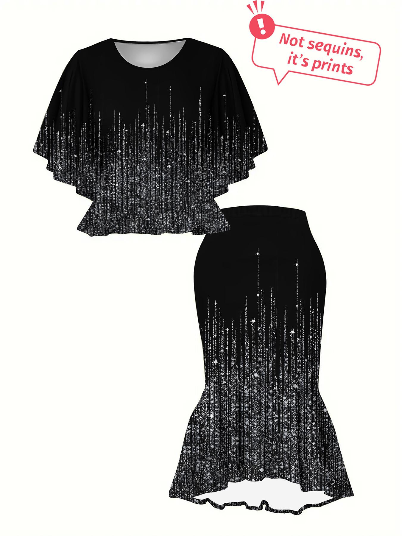 

Классический тотемный женский принт, напечатанный на 3D-принтере, Модный большого размера, Элегантный, Универсальный для всех сезонов. Футболка, Юбка и Комплект, Модный Стиль 1XL чёрный