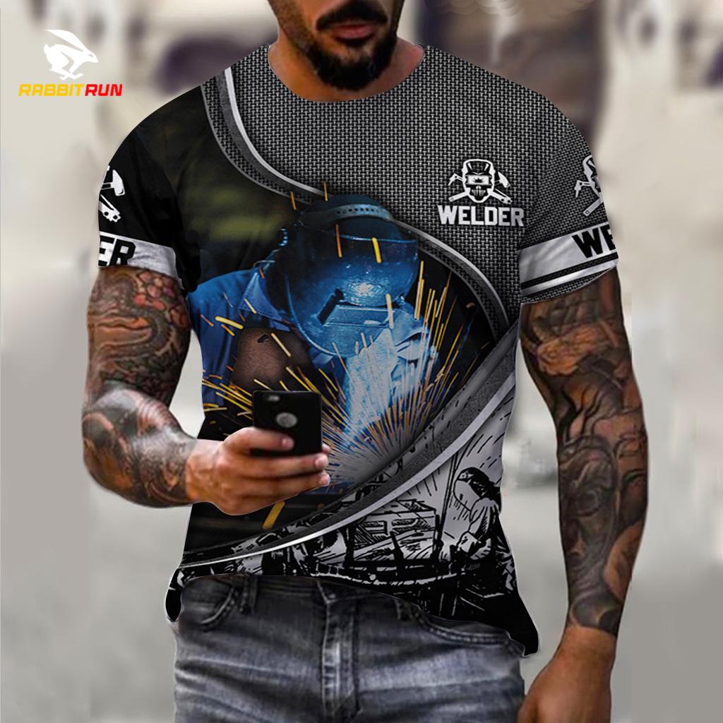 

Футболка с рисунком, мужская футболка со сварщиком для мужчин, одежда, рубашка большого размера с рисунком, повседневные летние топы с короткими рукавами с 3D принтом S