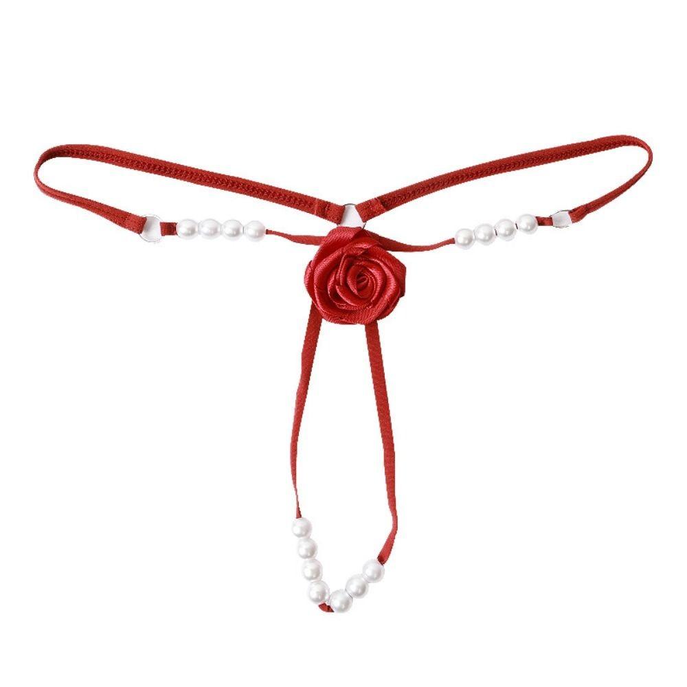 Low-waist Women's Thong Hollow-out Sexy Briefs Exotic Pearl Underwear  Gift