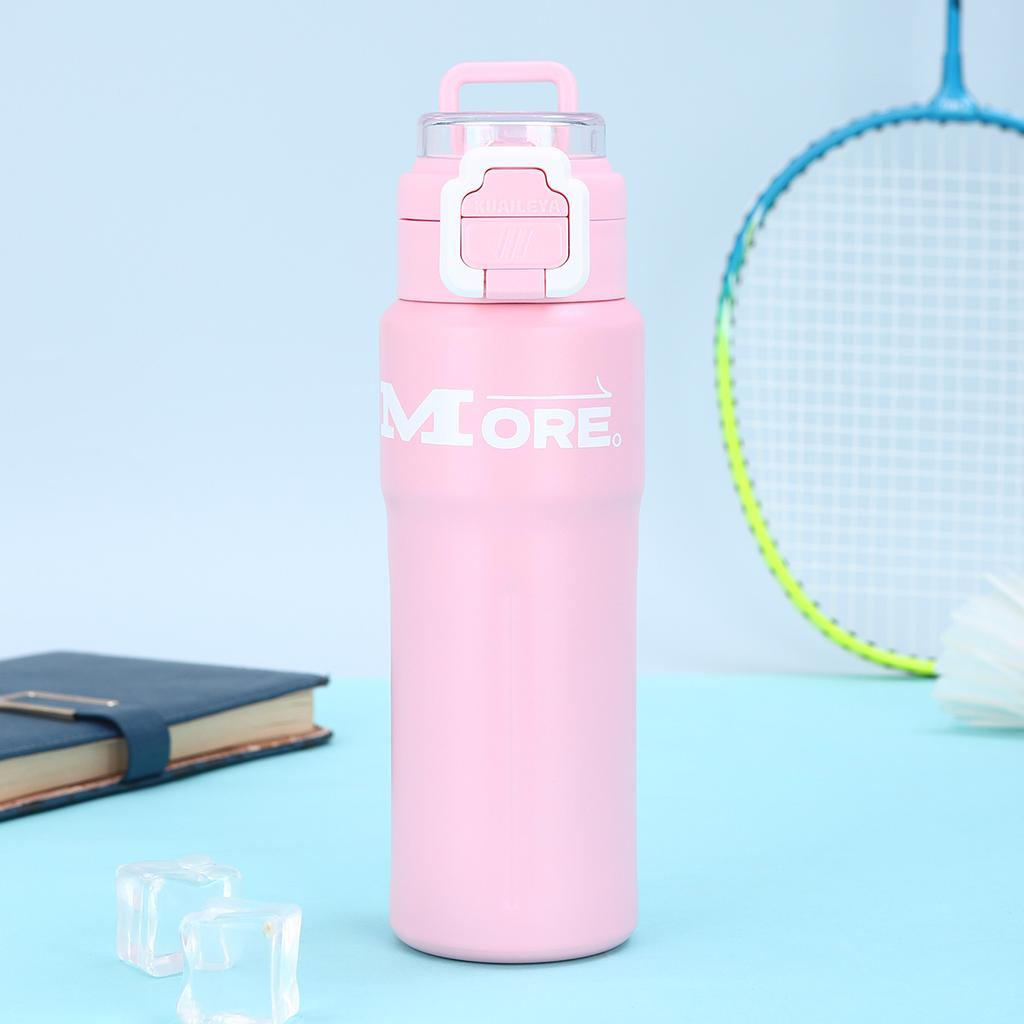 Neue Edelstahl-Thermosbecher Große Kapazität Doppelkugeldeckel Wasserbecher Hohe Optik Horizontale Sport-Trinkflasche mit Griff