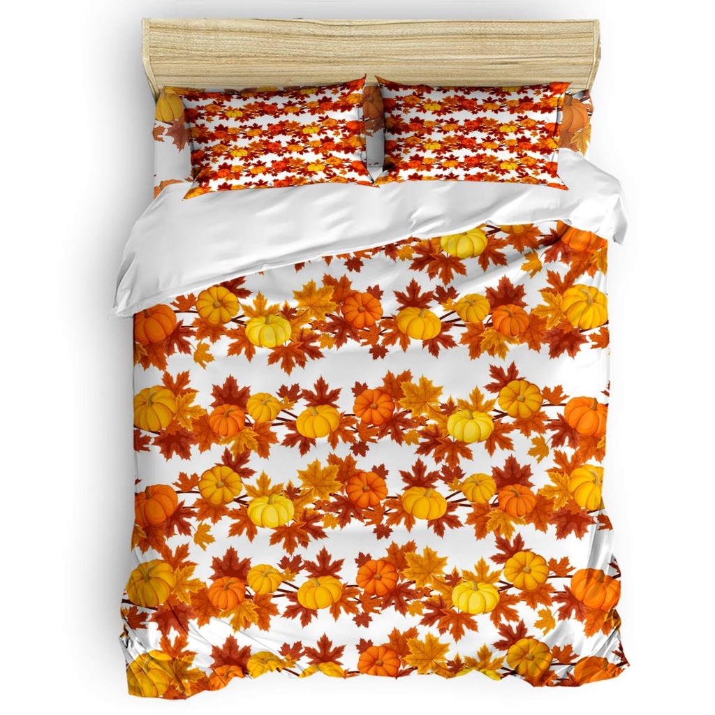 Maple Leaf Duvet Cover Queen Autumn Leaves Bedding Set Old Wooden Plank Vintage Comforter Cover for Boys Adults Room/Cabin Decor