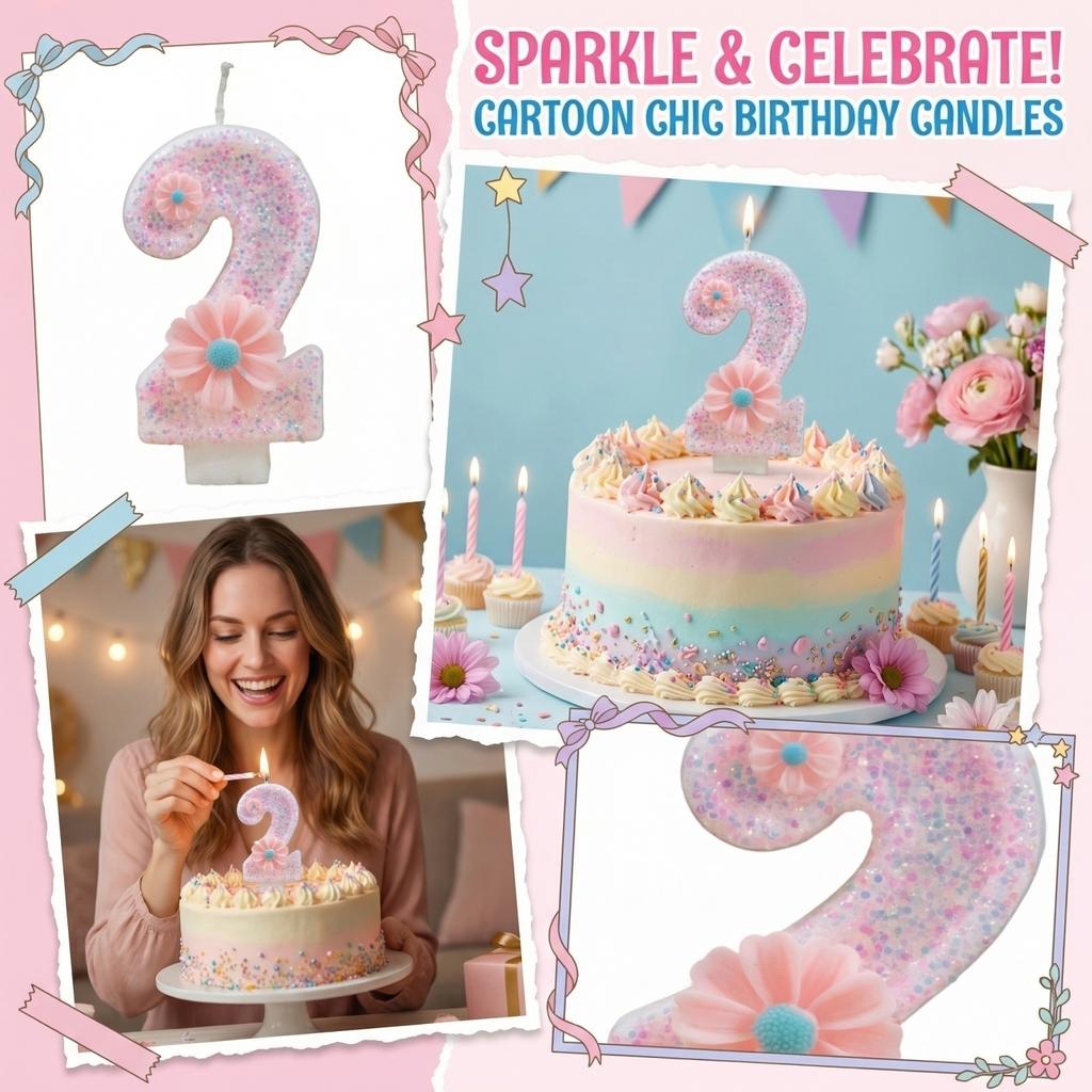 Fashion Cartoon Creative Birthday Candles Party Digital Candles