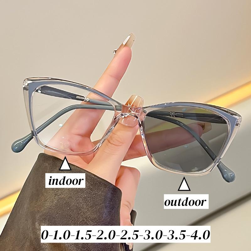 Fashion Retro Women Pochromic Glasses Classic Ultralight Finished Myopia Glasses Men Lady Stylish Cat Eye Near Sight Eyewear