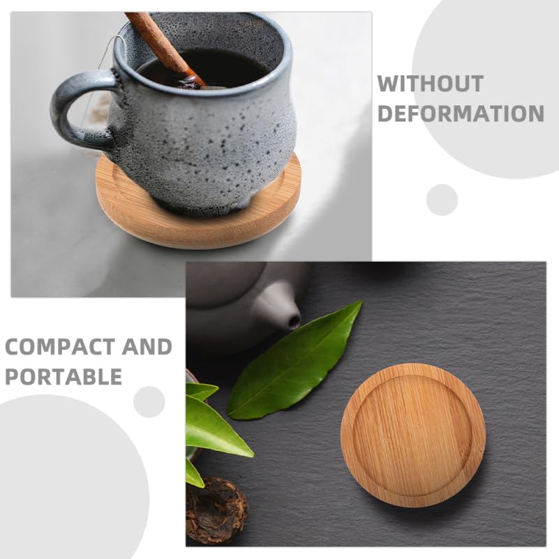 MUCKLILY 1 Set Bamboo Coasters Water Cup Pads Tea Cup Saucers Outdoor Coasters Round Pads Decorative Table Mats Bamboo Mats Beige 12pcs